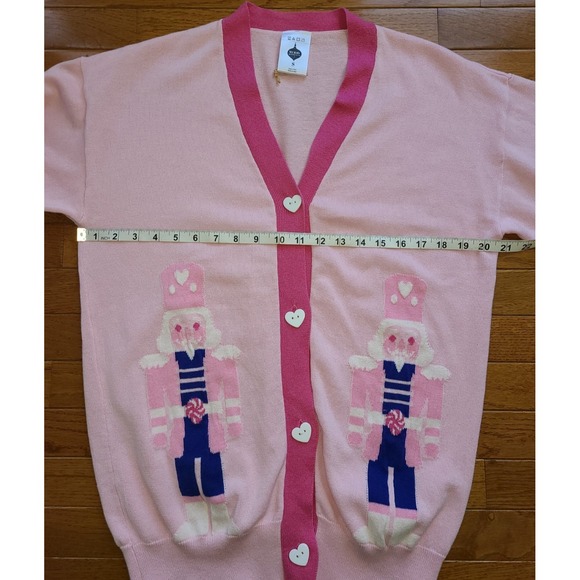 Merry Moments Sz S Pink Nutcracker Christmas Holiday Sweater Cardigan - Picture 6 of 7